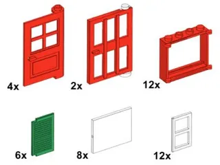 LEGO 10044-1 Windows and Doors — 44 pieces, released 2002