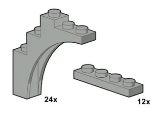 LEGO 10047-1 Light Gray Arches — 36 pieces, released 2002