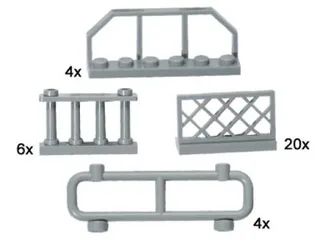 LEGO 10050-1 Gray Fences — 34 pieces, Bulk Bricks theme