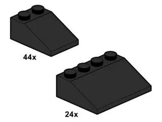 LEGO 10054-1 Black Slopes 33 3 x 2 and 3 x 4 — 68 pieces, Bulk Bricks theme