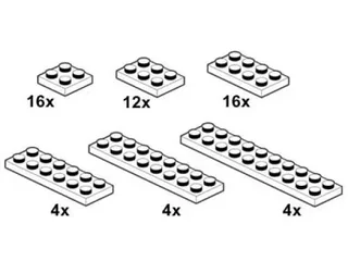 LEGO 10056-1 White Plates 2 x n — 56 pieces, Bulk Bricks theme