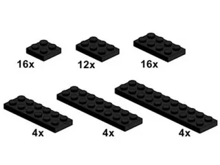 LEGO 10057-1 Black Plates 2 x n — 56 pieces, Bulk Bricks theme