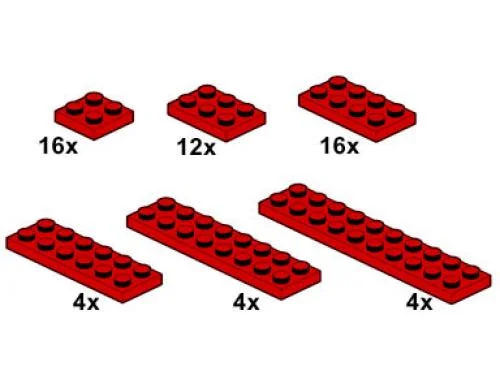 LEGO 10058-1 Red Plates 2 x n — 56 pieces, Bulk Bricks theme