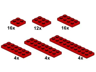 LEGO 10058-1 Red Plates 2 x n — 56 pieces, Bulk Bricks theme