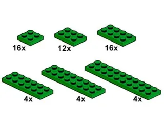 LEGO 10059-1 Dark Green Plates 2 x n — 56 pieces, Bulk Bricks theme