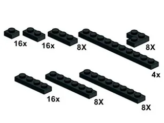 LEGO 10061-1 Black Plates 1 x n — 84 pieces, Bulk Bricks theme