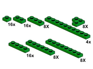 LEGO 10063-1 Green Plates 1 x n — 84 pieces, Bulk Bricks theme