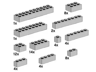 LEGO 10145-1 Assorted Light Gray Bricks — 62 pieces, Bulk Bricks theme