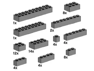 LEGO 10146-1 Assorted Dark Gray Bricks — 62 pieces, Bulk Bricks theme