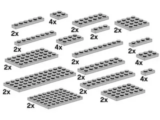LEGO 10148-1 Assorted Light Gray Plates — 42 pieces, Bulk Bricks theme