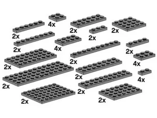 LEGO 10149-1 Assorted Dark Gray Plates — 42 pieces, Bulk Bricks theme