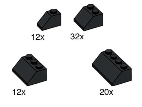 LEGO 10161-1 Black Roof Tiles — 76 pieces, Bulk Bricks theme
