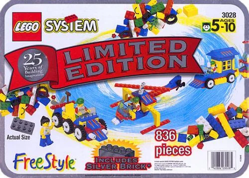 LEGO 3028-1 25th Anniversary Silver Tub — 845 pieces, Freestyle theme