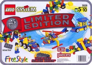LEGO 3028-1 25th Anniversary Silver Tub — 845 pieces, Freestyle theme