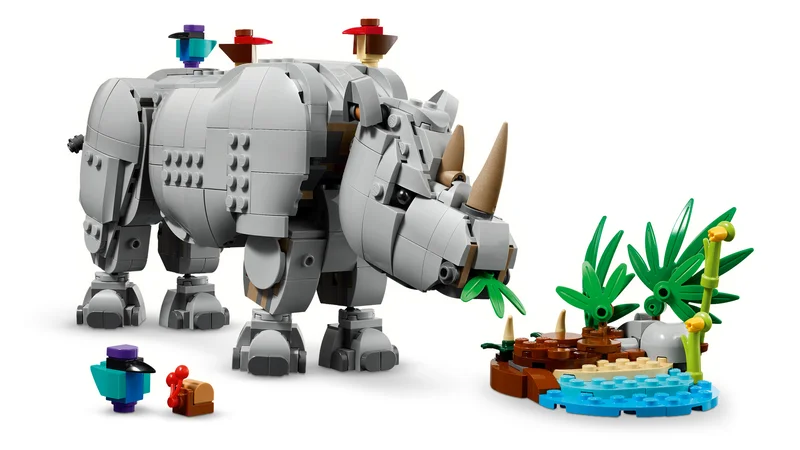 Wild Animals: Majestic Rhino with Birds - View 6