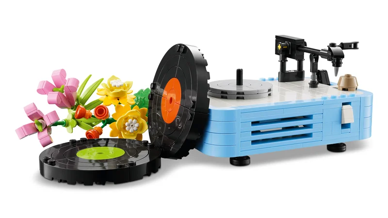 Record Player with Flowers - View 2