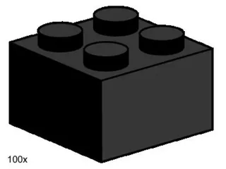 LEGO 3453-1 2 x 2 Black Bricks — 100 pieces, Bulk Bricks theme