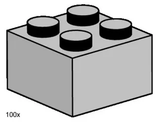 LEGO 3454-1 2 x 2 Light Gray Bricks — 100 pieces, Bulk Bricks theme