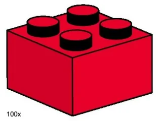 LEGO 3457-1 2 x 2 Red Bricks — 100 pieces, Bulk Bricks theme