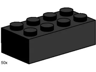LEGO 3458-1 2 x 4 Black Bricks — 50 pieces, released 2000