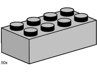 LEGO 3459-1 2 x 4 Light Gray Bricks — 50 pieces, Bulk Bricks theme