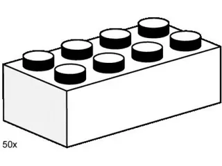 LEGO 3460-1 2 x 4 White Bricks — 50 pieces, Bulk Bricks theme
