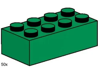 LEGO 3461-1 2 x 4 Dark Green Bricks — 50 pieces, released 2000