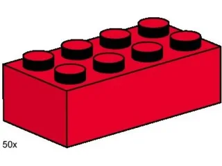 LEGO 3462-1 2 x 4 Red Bricks — 50 pieces, released 2000