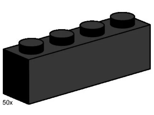 1 x 4 Black Bricks - LEGO Set 3468-1 - 2000