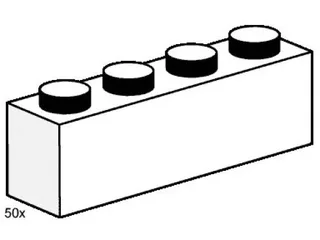 LEGO 3470-1 1 x 4 White Bricks — 50 pieces, Bulk Bricks theme