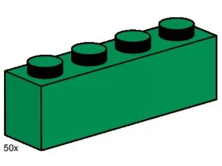 LEGO 3471-1 1 x 4 Dark Green Bricks — 50 pieces, Bulk Bricks theme