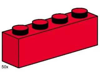LEGO 3472-1 1 x 4 Red Bricks — 50 pieces, Bulk Bricks theme