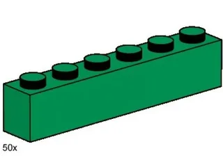LEGO 3476-1 1 x 6 Dark Green Bricks — 50 pieces, Bulk Bricks theme