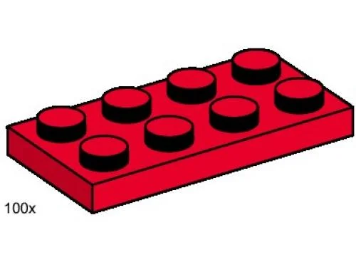 LEGO 3485-1 2 x 4 Red Plates — 100 pieces, released 2000