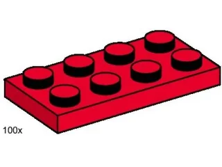 LEGO 3485-1 2 x 4 Red Plates — 100 pieces, released 2000