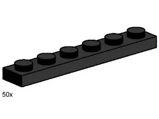 LEGO 3486-1 1 x 6 Black Plates — 50 pieces, Bulk Bricks theme