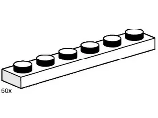 LEGO 3487-1 1 x 6 White Plates — 50 pieces, Bulk Bricks theme