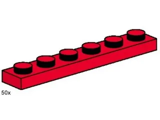LEGO 3488-1 1 x 6 Red Plates — 50 pieces, Bulk Bricks theme