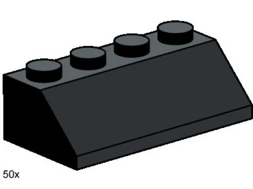 LEGO 3497-1 2 x 4 Roof Tile Black — 50 pieces, Bulk Bricks theme