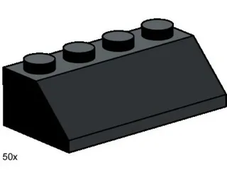 LEGO 3497-1 2 x 4 Roof Tile Black — 50 pieces, Bulk Bricks theme