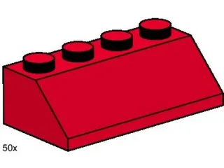 LEGO 3498-1 2 x 4 Roof Tile Red — 50 pieces, Bulk Bricks theme