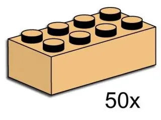 LEGO 3730-1 2 x 4 Tan Bricks — 50 pieces, Bulk Bricks theme