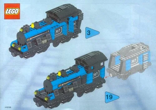 LEGO 3741-1 Large Locomotive (base unit without color trim elements) — 91 pieces, Train theme