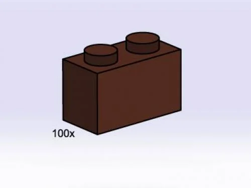 LEGO 3751-1 1 x 2 Brown Bricks — 100 pieces, Bulk Bricks theme