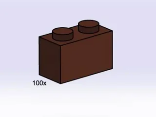 LEGO 3751-1 1 x 2 Brown Bricks — 100 pieces, Bulk Bricks theme