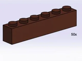 LEGO 3752-1 1 x 6 Brown Bricks — 50 pieces, Bulk Bricks theme