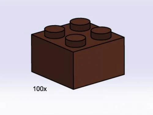 LEGO 3753-1 2 x 2 Brown Bricks — 100 pieces, Bulk Bricks theme
