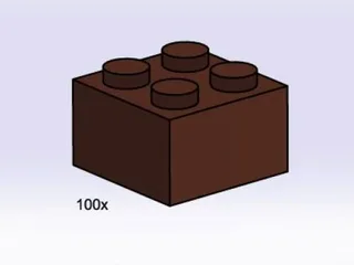 LEGO 3753-1 2 x 2 Brown Bricks — 100 pieces, Bulk Bricks theme