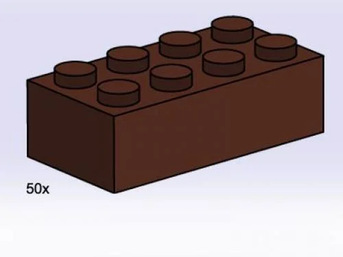 LEGO 3754-1 2 x 4 Brown Bricks — 50 pieces, Bulk Bricks theme