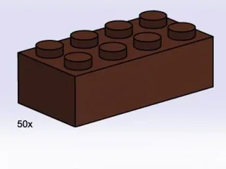 LEGO 3754-1 2 x 4 Brown Bricks — 50 pieces, Bulk Bricks theme